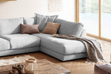 KAWOLA Sofa MADELINE Wohnlandschaft U-Form Cord hellgrau