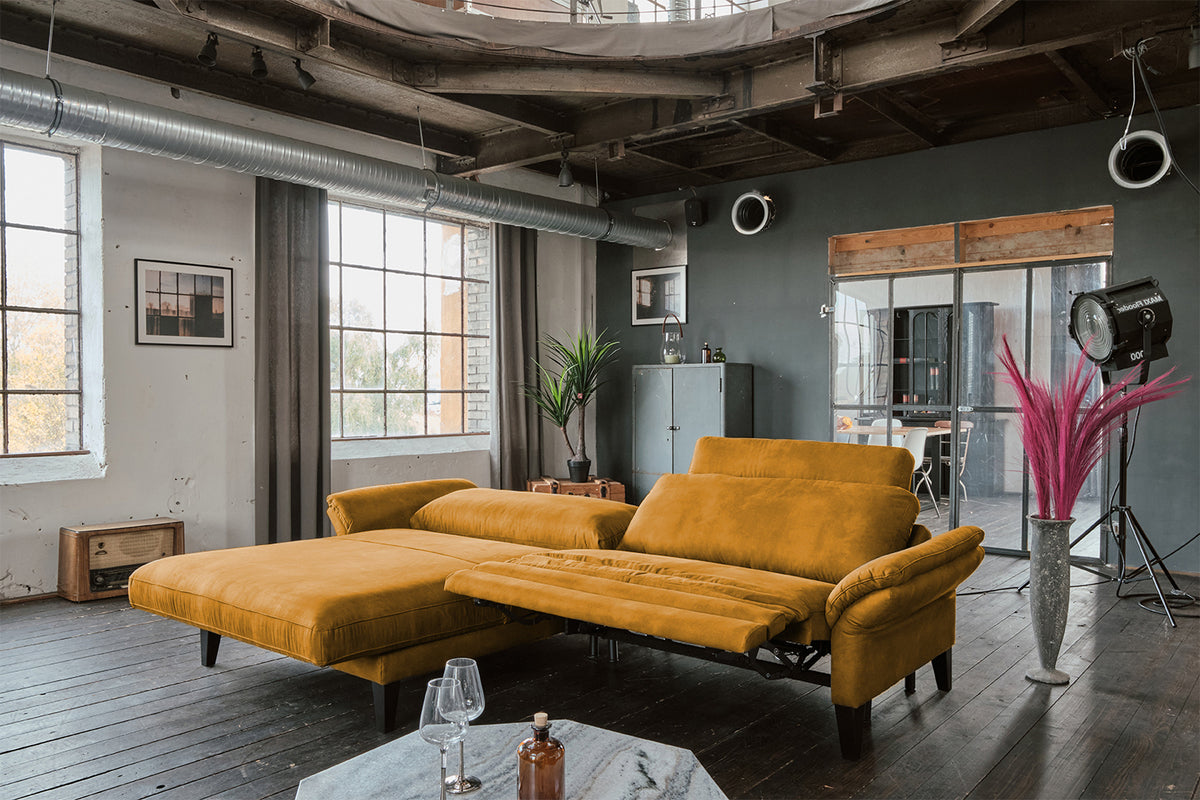 KAWOLA Sofa MALTA Ecksofa Stoff gold