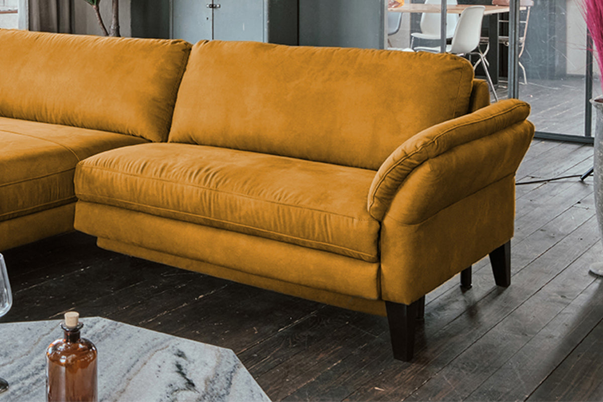 KAWOLA Sofa MALTA Ecksofa Stoff gold