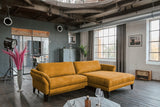 KAWOLA Sofa MALTA Ecksofa Stoff gold, Rechts, Mit Kopfstütze, Relaxfunktion