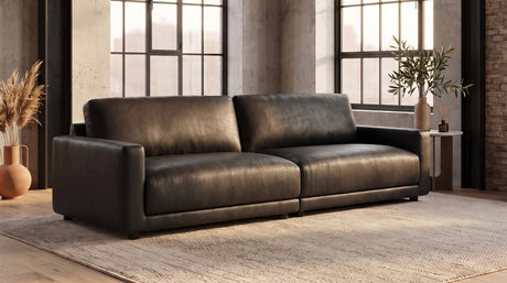 KAWOLA Sofa MARLIN 3-Sitzer Lederfaserstoff schwarz