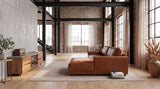 KAWOLA Sofa MARLIN Ecksofa Lederfaserstoff cognac