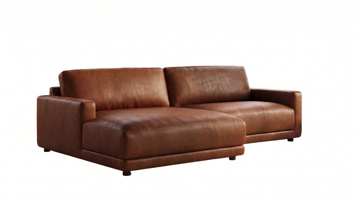 KAWOLA Sofa MARLIN Ecksofa Lederfaserstoff cognac