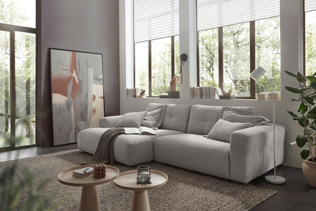 KAWOLA Sofa MIKA Ecksofa Cord hellgrau, 296 x 167, Links