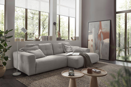 KAWOLA Sofa MIKA Ecksofa Cord hellgrau, 296 x 167, Rechts