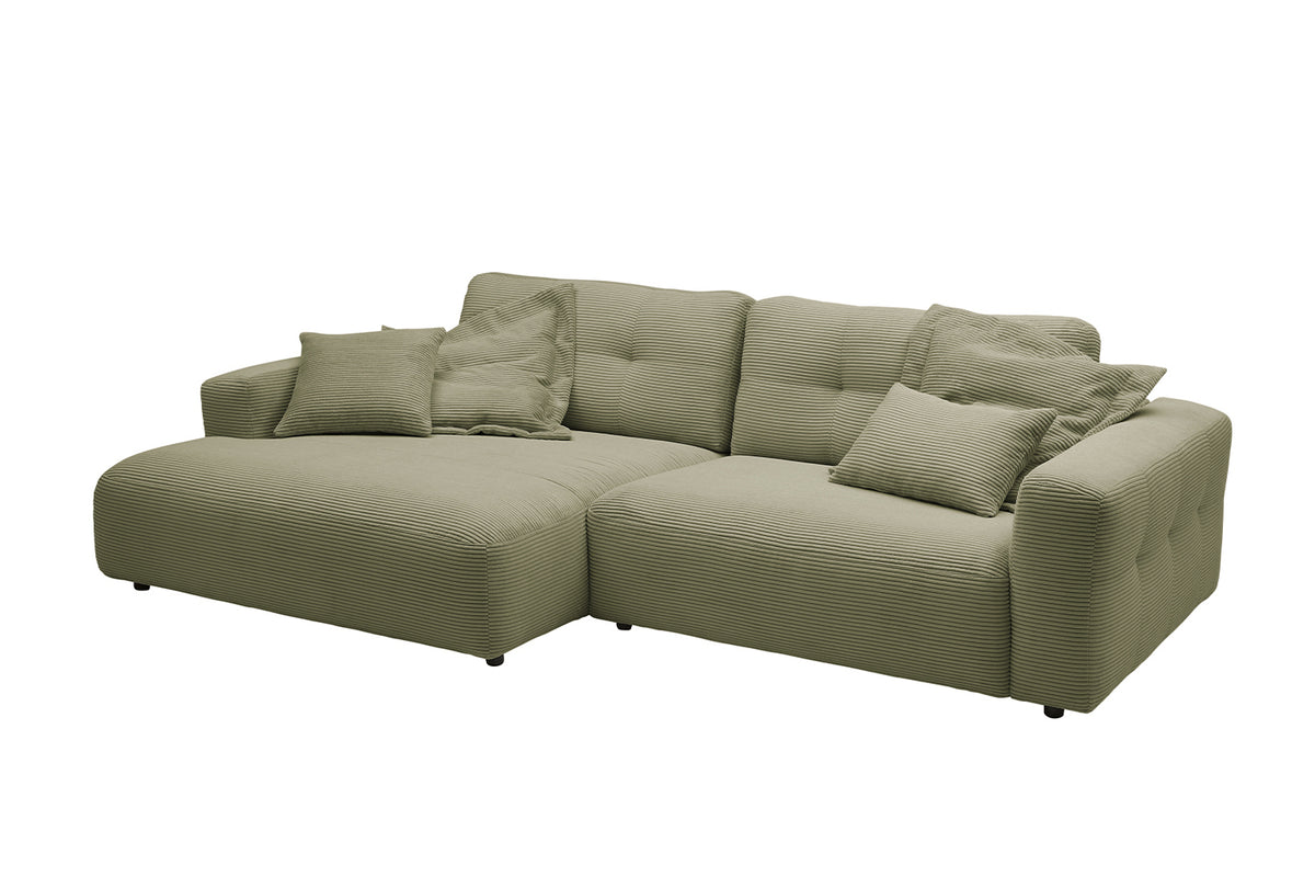 KAWOLA Sofa MIKA Ecksofa Cord olivgrün