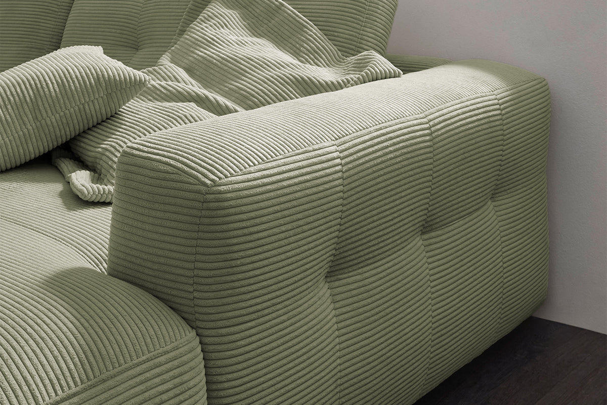 KAWOLA Sofa MIKA Ecksofa Cord olivgrün