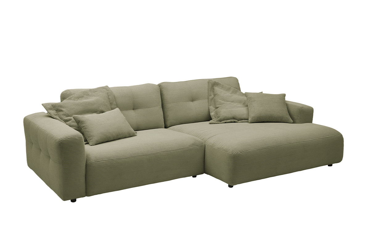 KAWOLA Sofa MIKA Ecksofa Cord olivgrün