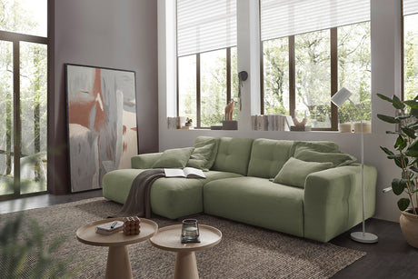 KAWOLA Sofa MIKA Ecksofa Cord olivgrün, 276 x 167, Links