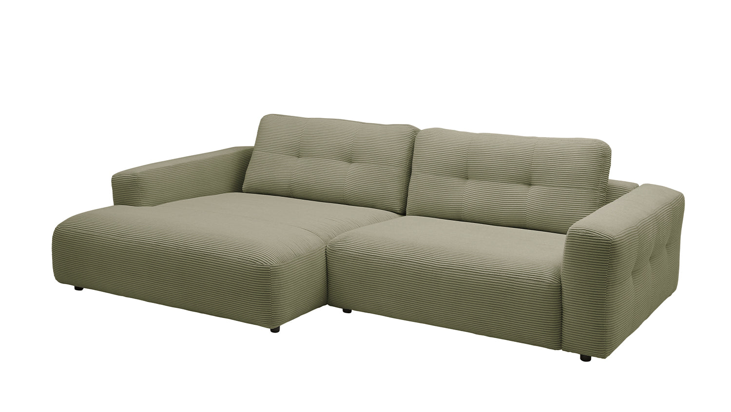 KAWOLA Sofa MIKA Ecksofa Cord olivgrün