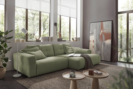 KAWOLA Sofa MIKA Ecksofa Cord olivgrün, 296 x 167, Rechts