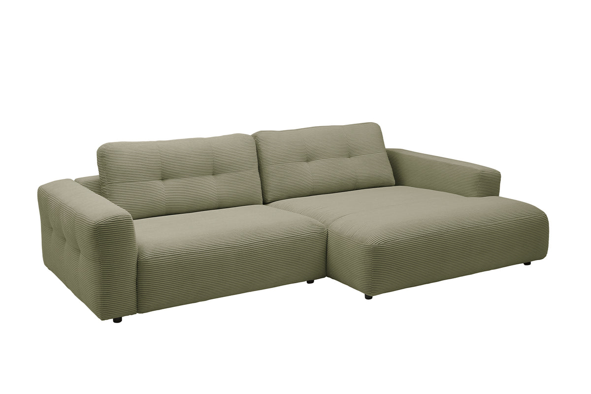 KAWOLA Sofa MIKA Ecksofa Cord olivgrün