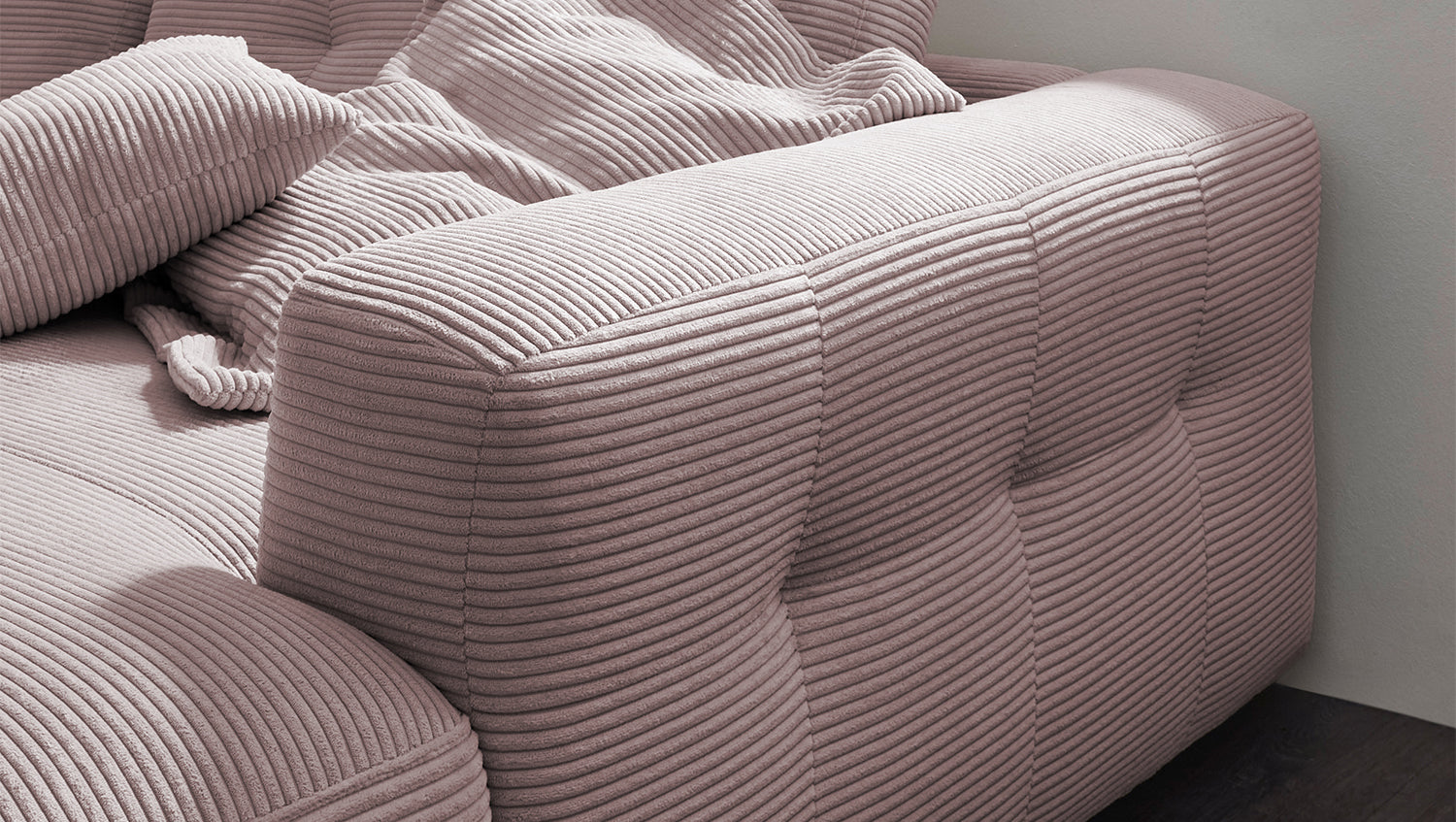 KAWOLA Sofa MIKA Ecksofa Cord rosa