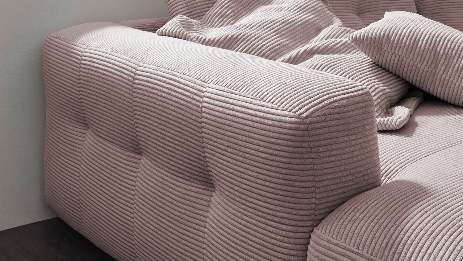 KAWOLA Sofa MIKA Ecksofa Cord rosa