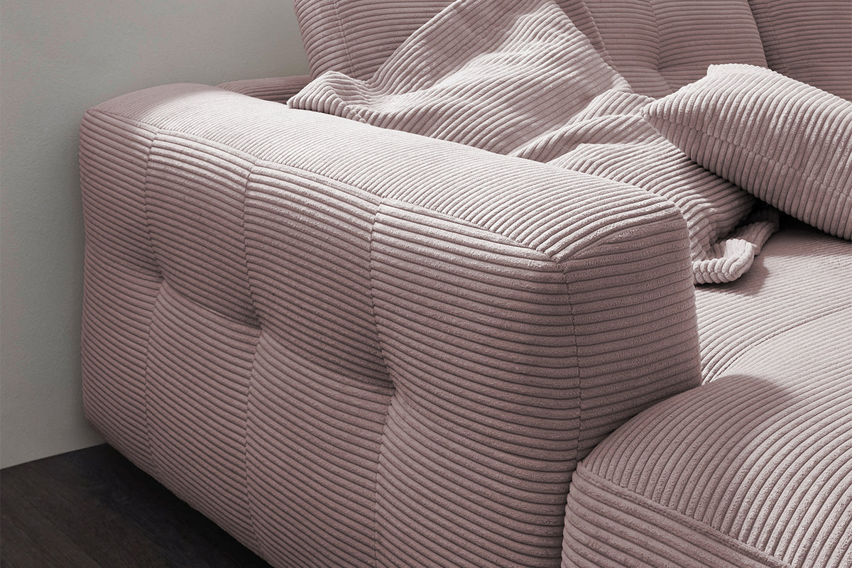 KAWOLA Sofa MIKA Ecksofa Cord rosa