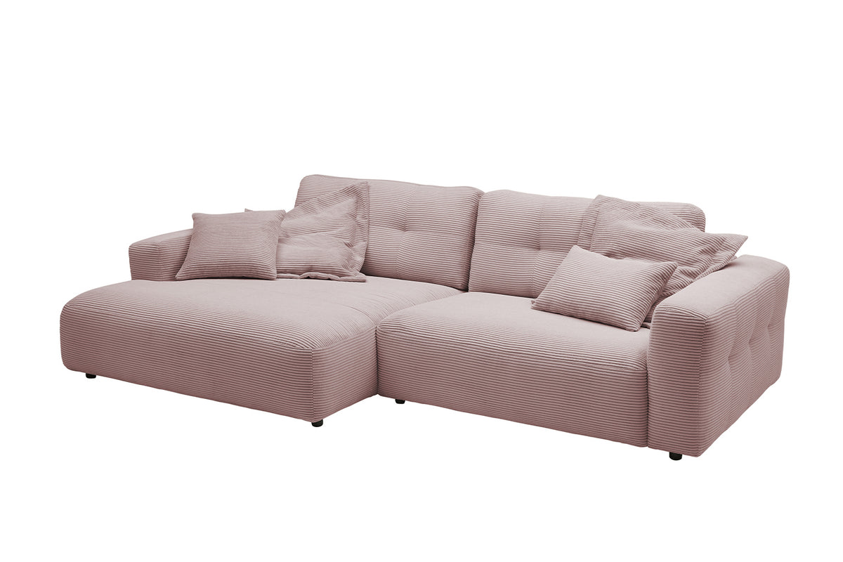 KAWOLA Sofa MIKA Ecksofa Cord rosa