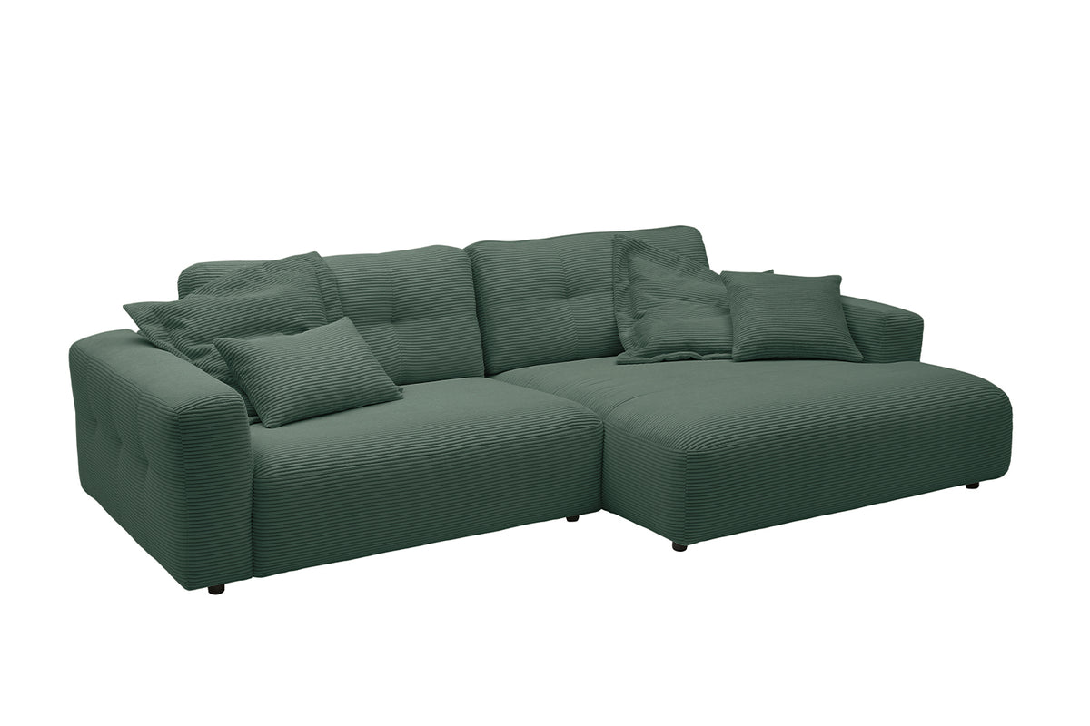 KAWOLA Sofa MIKA Ecksofa Cord smaragd