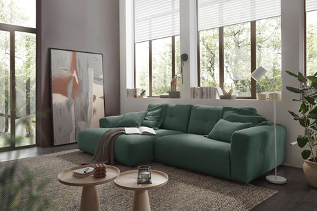 KAWOLA Sofa MIKA Ecksofa Cord smaragd, 296 x 167, Links