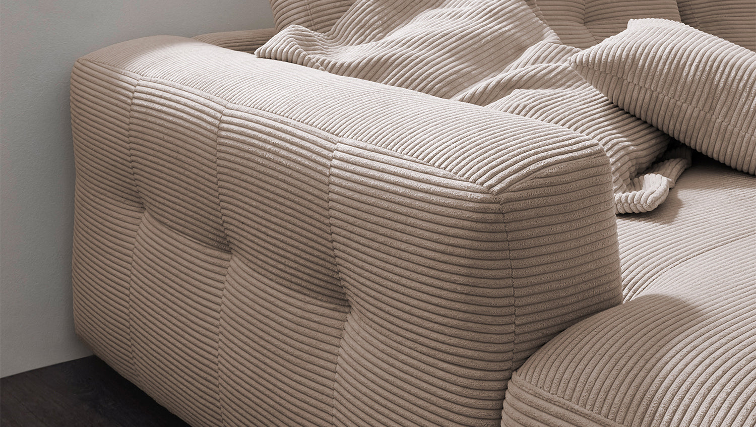 KAWOLA Sofa MIKA Ecksofa Cord taupe
