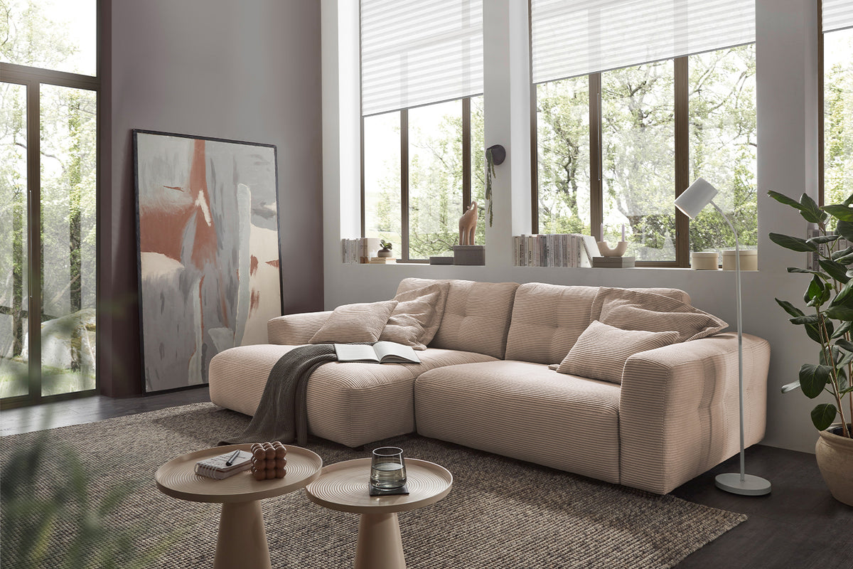 KAWOLA Sofa MIKA Ecksofa Cord taupe, 276 x 167, Links