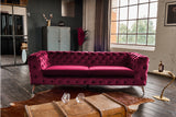 KAWOLA Sofa NARLA Chesterfield 3-Sitzer Velvet rot
