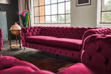KAWOLA Sofa NARLA Chesterfield 3-Sitzer Velvet rot