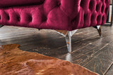 KAWOLA Sofa NARLA Chesterfield 3-Sitzer Velvet rot