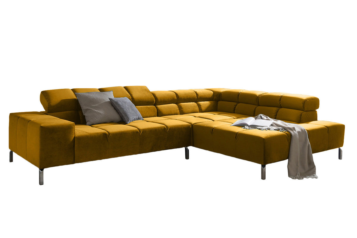 KAWOLA Sofa NELSON Ecksofa Velvet curry