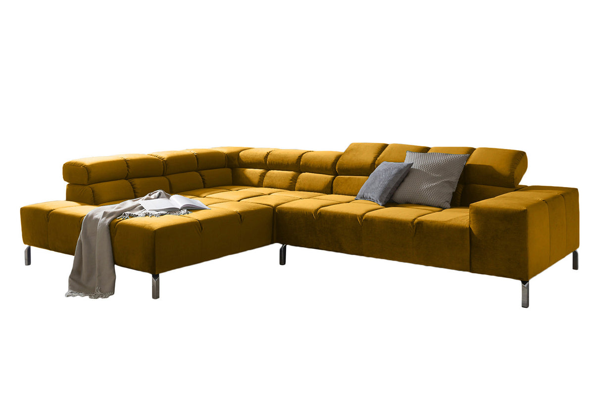 KAWOLA Sofa NELSON Ecksofa Velvet curry