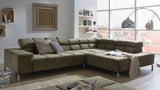 KAWOLA Sofa NELSON Ecksofa Velvet olivgrün, Links, Relaxfunktion