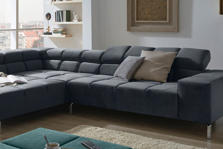 KAWOLA Sofa NELSON Ecksofa Velvet schwarz