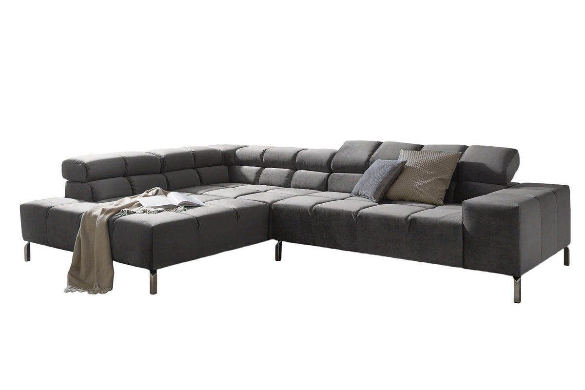 KAWOLA Sofa NELSON Ecksofa Velvet stone