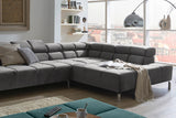 KAWOLA Sofa NELSON Ecksofa Velvet stone
