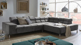 KAWOLA Sofa NELSON Ecksofa Velvet stone, Links, Ohne Komfortfunktion