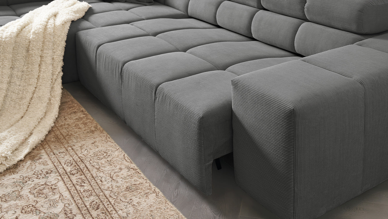 KAWOLA Sofa NEVADA Ecksofa Feincord anthrazit