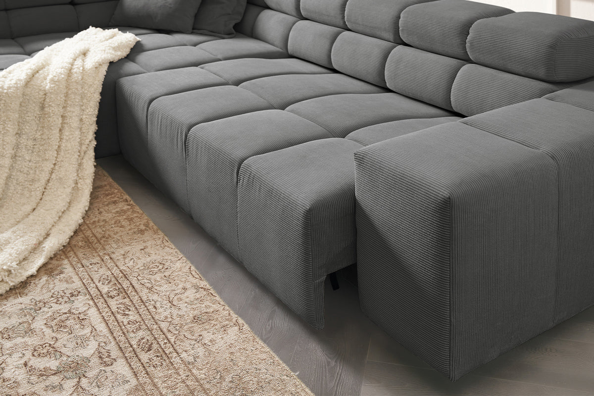 KAWOLA Sofa NEVADA Ecksofa Feincord anthrazit