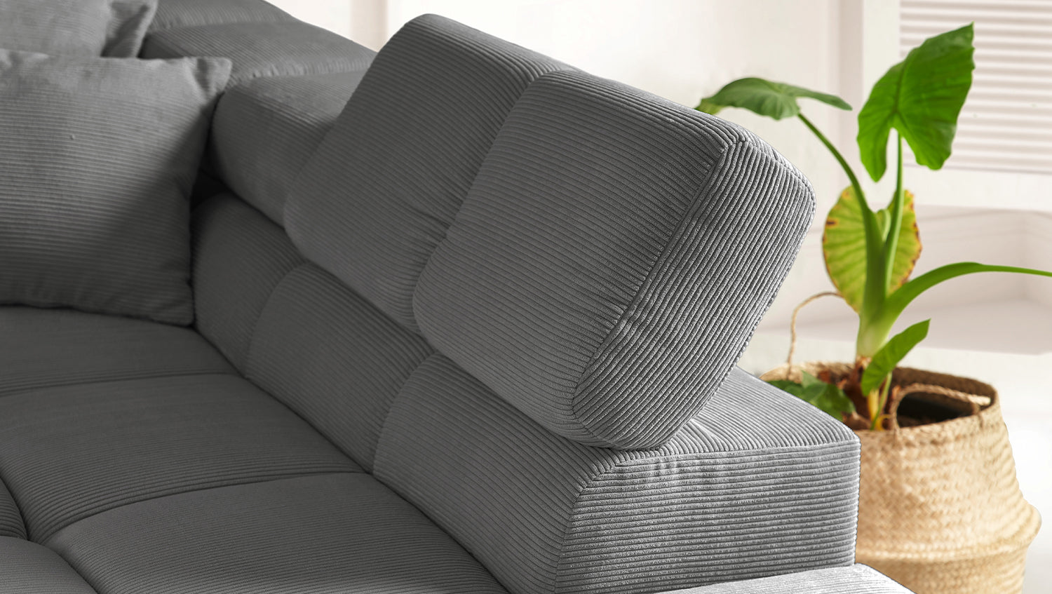 KAWOLA Sofa NEVADA Ecksofa Feincord anthrazit