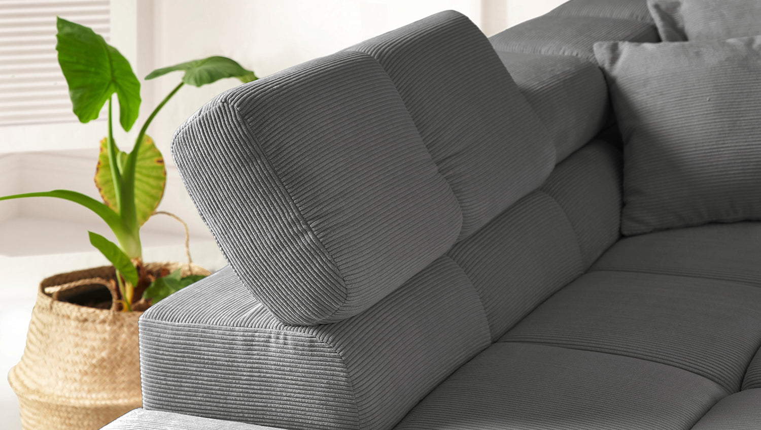 KAWOLA Sofa NEVADA Ecksofa Feincord anthrazit