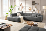 KAWOLA Sofa NEVADA Ecksofa Feincord anthrazit, Links, Ohne Komfortfunktion