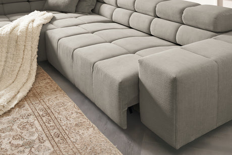 KAWOLA Sofa NEVADA Ecksofa Feincord grau