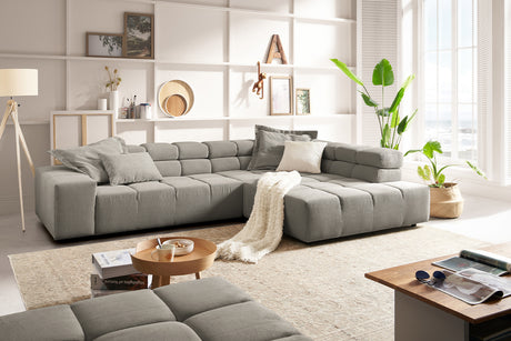KAWOLA Sofa NEVADA Ecksofa Feincord grau, Rechts, Ohne Komfortfunktion