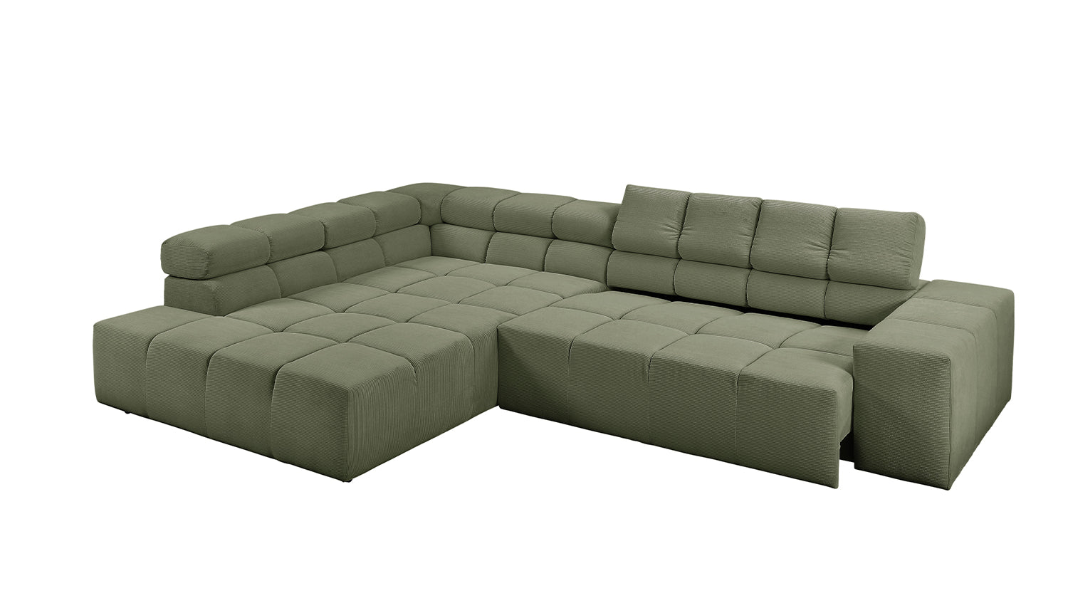 KAWOLA Sofa NEVADA Ecksofa Feincord olivgrün