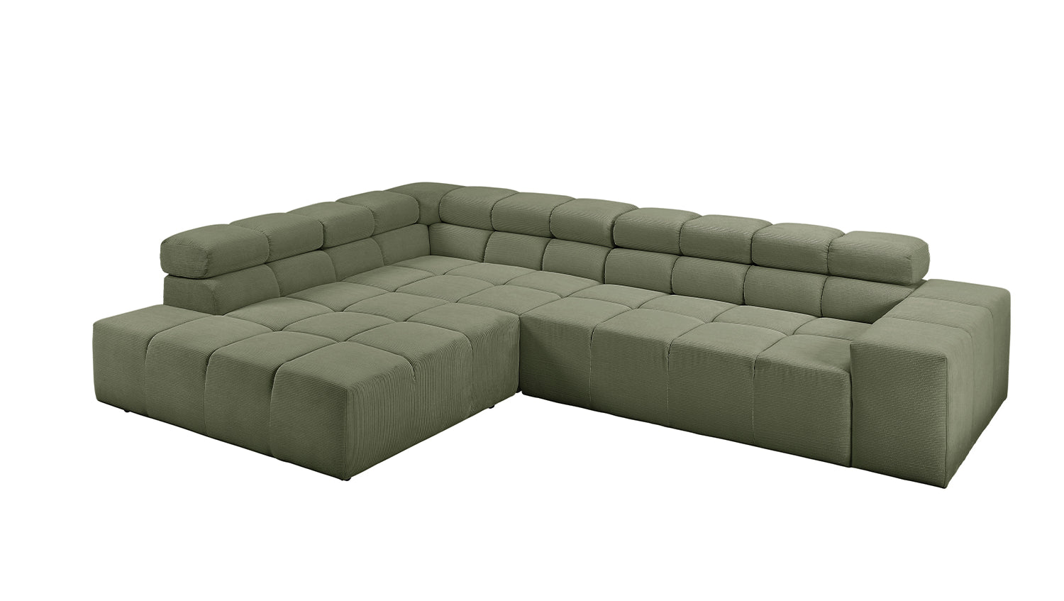 KAWOLA Sofa NEVADA Ecksofa Feincord olivgrün