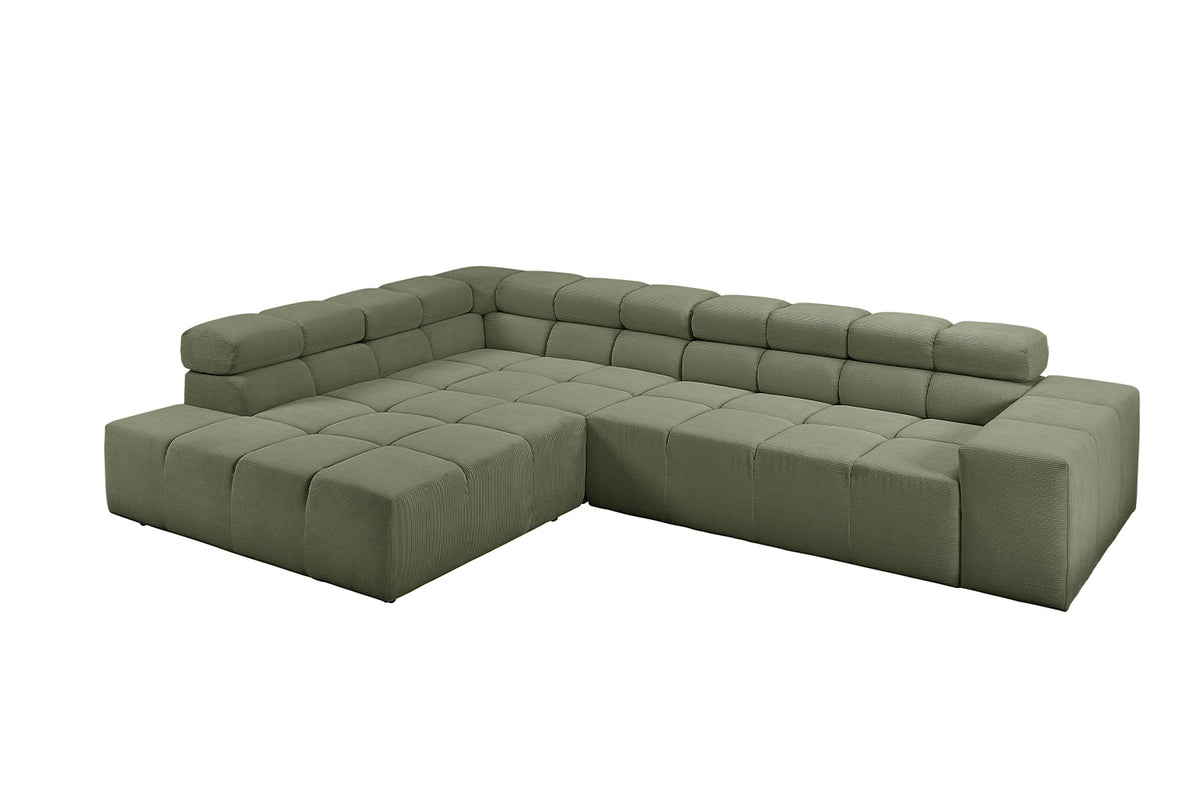 KAWOLA Sofa NEVADA Ecksofa Feincord olivgrün