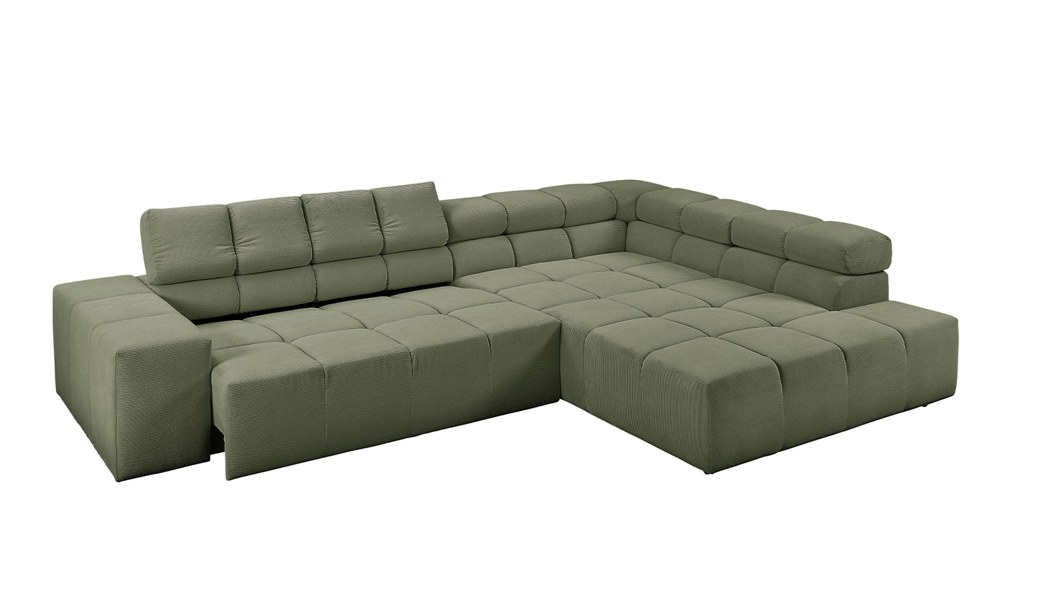 KAWOLA Sofa NEVADA Ecksofa Feincord olivgrün