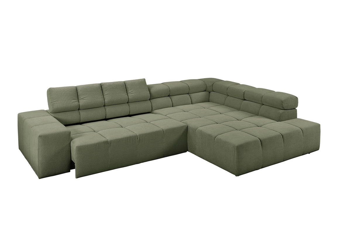 KAWOLA Sofa NEVADA Ecksofa Feincord olivgrün