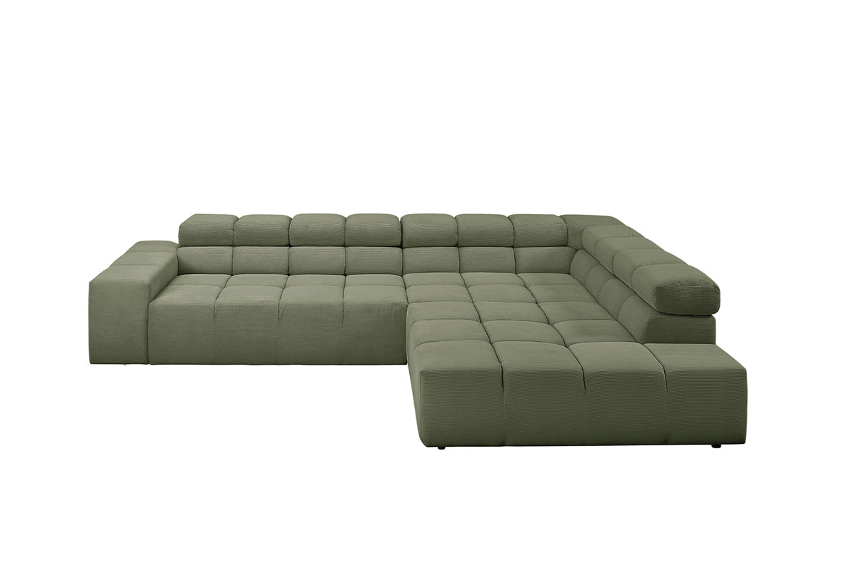 KAWOLA Sofa NEVADA Ecksofa Feincord olivgrün