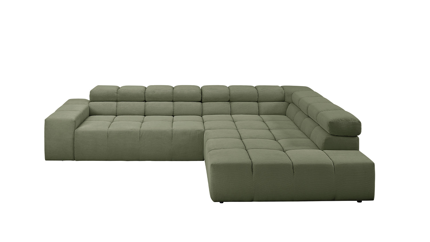 KAWOLA Sofa NEVADA Ecksofa Feincord olivgrün