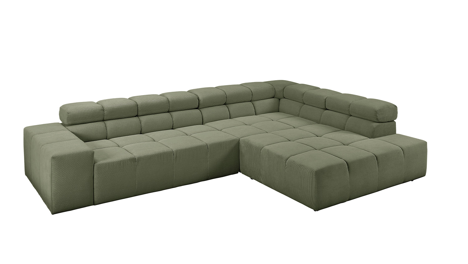 KAWOLA Sofa NEVADA Ecksofa Feincord olivgrün