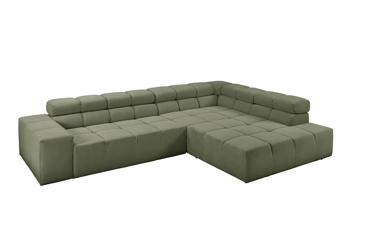KAWOLA Sofa NEVADA Ecksofa Feincord olivgrün